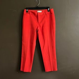 Bright Red Slim Cropped Work Pants